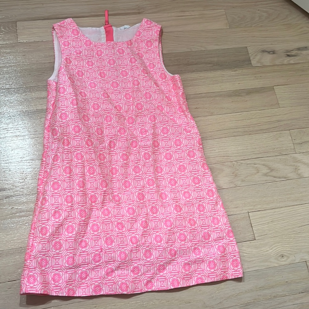 Pink straight dress for girls with zipper back, knee length by Egg Susan Lazar